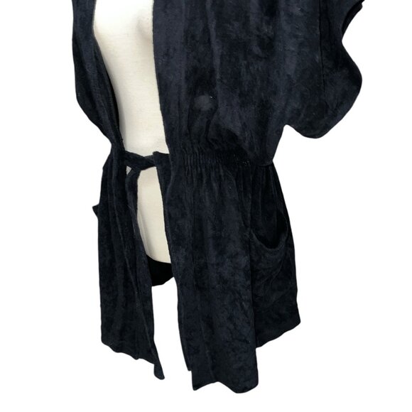 Vintage Gerry 70's Terrycloth Bath Robe Sz Medium Womens Black Short Sleeve Bath - Picture 8 of 12